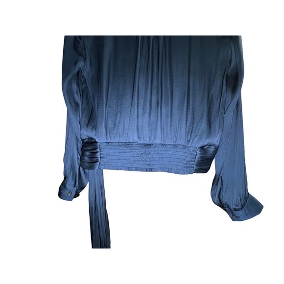 Banana Republic Smokey Blue Crepe faux 
Wrap Top Size M - Picture 2 of 4